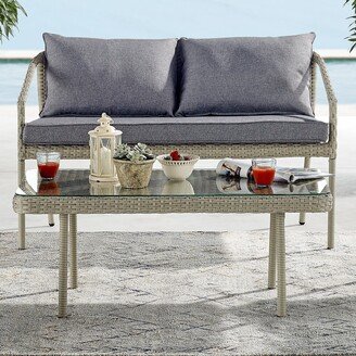 Lachica Outdoor Wicker 42-inch Glass Top Coffee Table by Havenside Home