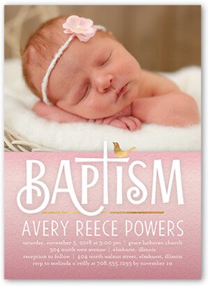 Baptism Invitations: Gradient Christening Girl Baptism Invitation, Pink, Standard Smooth Cardstock, Square