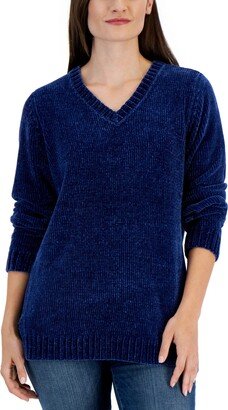 Women's V-Neck Chenille Sweater, Created for Macy's