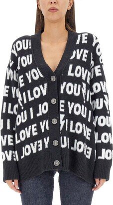 I Love You Intarsia-Knit Cardigan