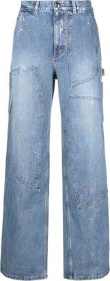 Wax Coated Carpenter` Wide-Leg Jeans