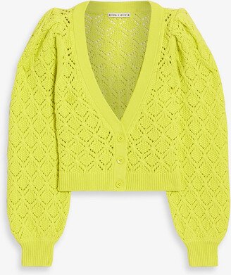 Cropped pointelle-knit cotton-blend cardigan