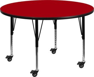 Lancaster Home Mobile 42'' Round Thermal Laminate Activity Table - Adjustable Short Legs