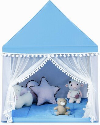 Kids Play Tent Large Playhouse Children Play Castle Fairy Tent Gift with Mat-Blue - 41