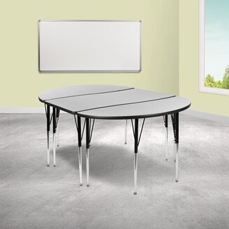 Lancaster Home 3 Piece 76 Oval Wave Flexible Grey Adjustable Activity Table Set