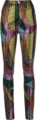 Rainbow patchwork denim jeggings