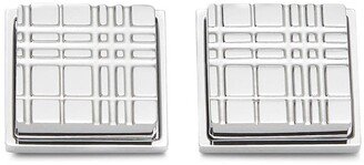 Check-Engraved Square Cufflinks