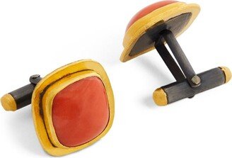 Brooski Coral And Gold Cufflinks