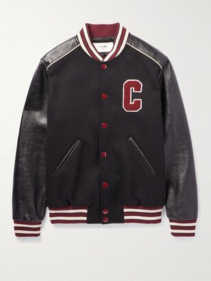 Teddy Logo-Appliquéd Wool-Blend and Leather Varsity Jacket