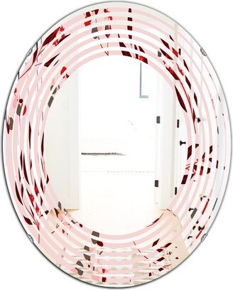 Designart 'Bright Eucalyptus Floral Pattern II' Printed Cottage Round or Oval Wall Mirror - Wave
