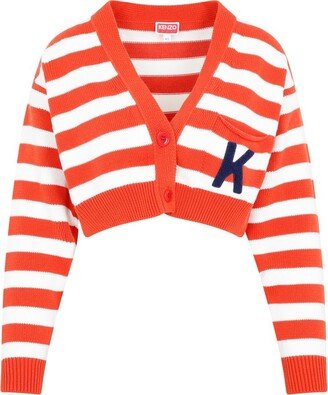 Striped V-Neck Knitted Cardigan