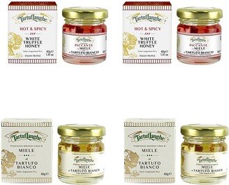 TartufLanghe 4-Piece Truffle Infused Honey & Truffle Infused Hot Honey Set