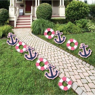 Big Dot Of Happiness Ahoy - Nautical Girl Anchor Lawn Decor - Outdoor Party Yard Decor - 10 Pc