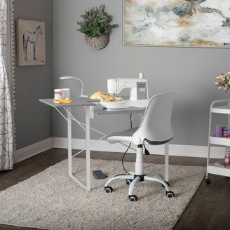 Alpha Sewing Craft Table with Bonus LED Lamp, White/Grey by Sew Ready