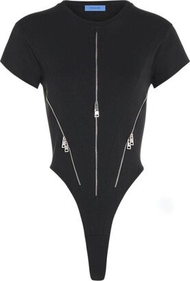 zipped cotton bodysuit