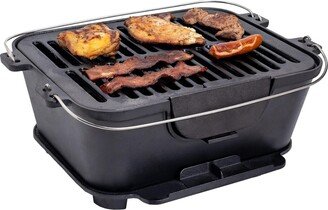 Heavy Duty Pre-Seasoned Cast Iron Portable Grill, 14