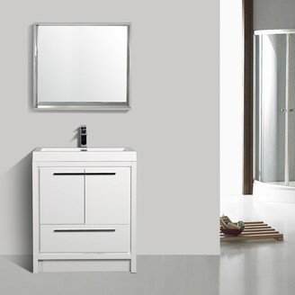 Jims Maison Freestanding Bathroom Vanity Set in HG-White with Integrated Solid Surface Sink