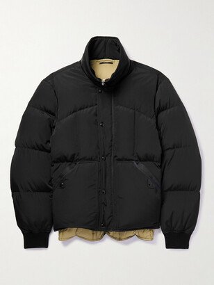 Leather and Webbing-Trimmed Quilted Shell Down Jacket