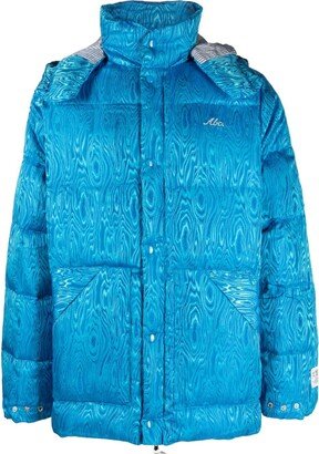 Advisory Board Crystals Moire-Effect Hooded Padded Jacket