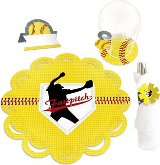 Big Dot Of Happiness Grand Slam Fastpitch Softball Birthday Charger Chargerific Kit Setting for 8