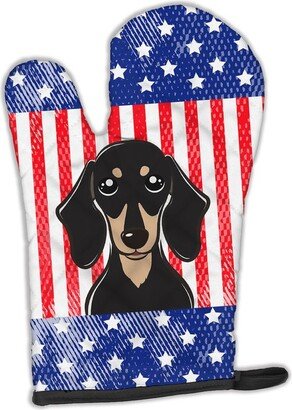 American Flag and Smooth Black and Tan Dachshund Oven Mitt