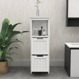 Bathroom Freestanding Wood Floor Cabinet with 2 Drawers and 1 Storage Shelf, White