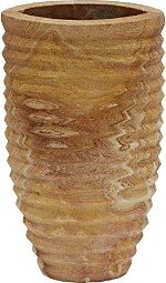 Saava Ribbed Stone Vase in Sandstone