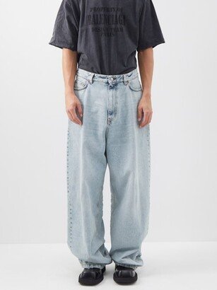 Wide-leg Acid-washed Jeans