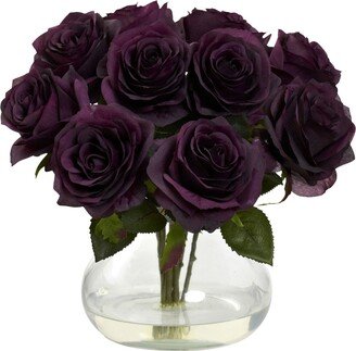 Purple Rose Artificial Arrangement with Vase