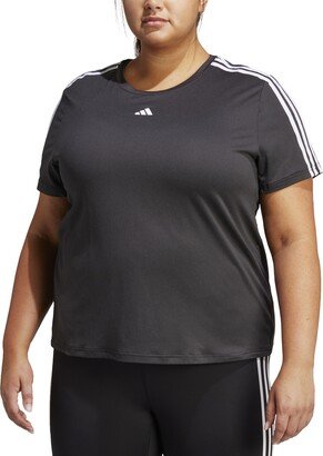 Plus Size Aeroready Train Essentials 3-Stripes T-Shirt - Black/white