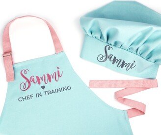 Kids Apron & Chef Hat Set Personalized Embroidered Cooking Baking Party Gift