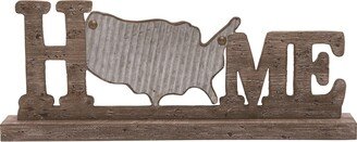 Wood 24 in. Brown 4th of July Home USA Tabletop Décor