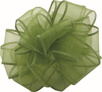 Basil Green Sheer Essence Wired Ribbon