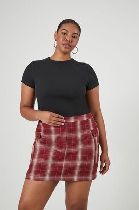 Women's Plaid Mini Skirt in Red, 1X