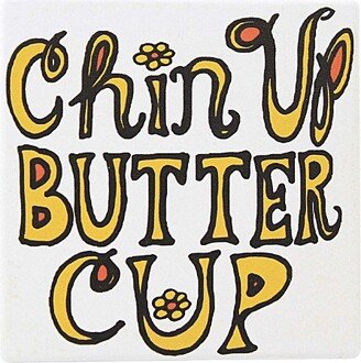 Enesco Tabletop Chin Up Butter Cup Coaster - One Coaster 4 Inches - Our Name Is Mud - 6013759 - Stoneware - White