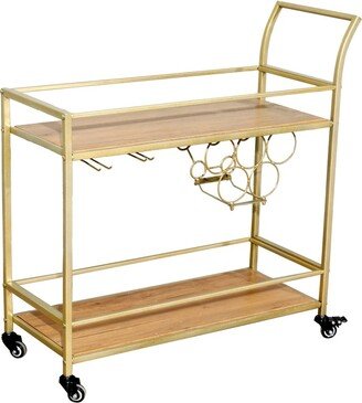 fastbuy Metal Bar Cart Home Myra Rustic Mobile Kitchen Serving Cart Gold