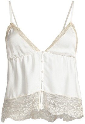 Tiered Lace-Trim Silk Camisole