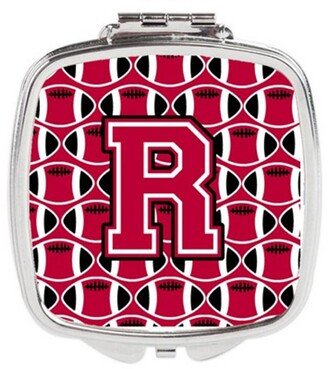 CJ1079-RSCM Letter R Football Crimson & White Compact Mirror