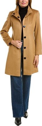 Sofiacashmere Funnel Neck Wool & Cashmere-Blend Coat