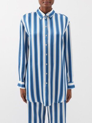 London Striped Silk Pyjama Shirt-AA