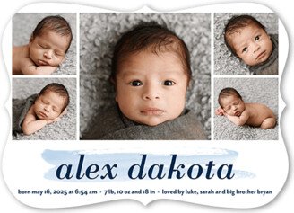 Birth Announcements: Watercolor Swatch Birth Announcement, Blue, 5X7, Pearl Shimmer Cardstock, Bracket