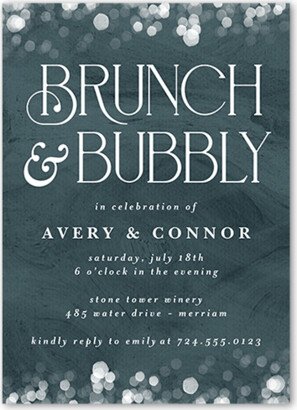 Rehearsal Dinner Invitations: Bokeh Bubbly Rehearsal Dinner Invitation, Blue, 5X7, Matte, Signature Smooth Cardstock, Square