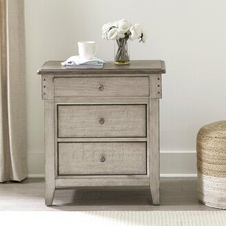 Ivy Hollow Weathered Linen 3-Drawer Night Stand with Charging Station