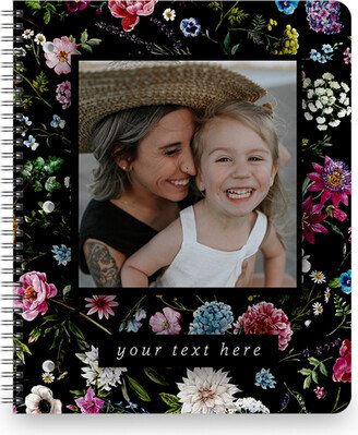 Notebooks: Moody Floral Frame Large Notebook, 8.5X11, Black