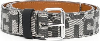 Monogram jacquard leather belt