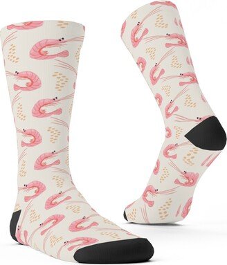 Socks: Zigzag Shrimps - Pink Custom Socks, Pink