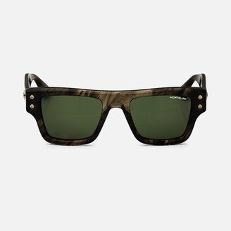 Rectangular Sunglasses With Melange Colored Acetate Frame