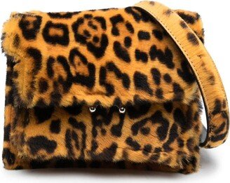 Leopard-Print Accordion-Design Crossbody Bag