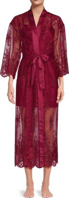 Floral Embroidered Sheer Maxi Robe