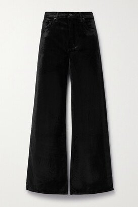 Paloma Baggy Cotton-blend Velvet Wide-leg Pants - Black
